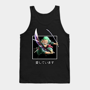 roronoa zoro with sword in action Tank Top